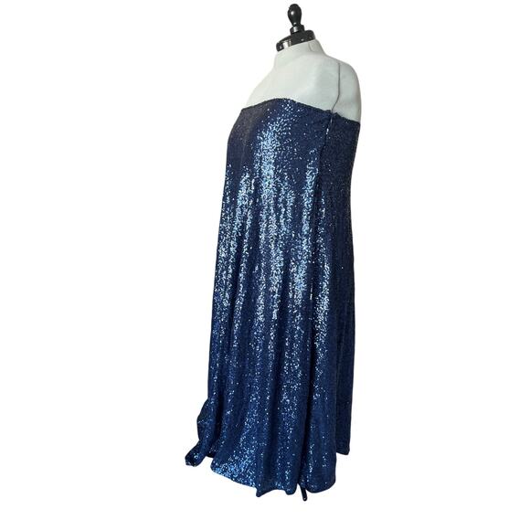 Society Plus Blue Sequin Ball Gown Skirt or Dress Women's Size 18-20 Zip GLAM - Picture 8 of 14